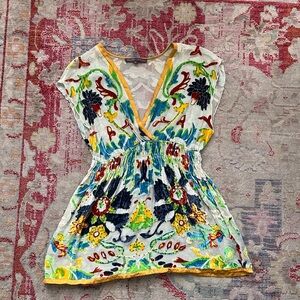 Hale Bob vneck babydoll silk velvet sheer top